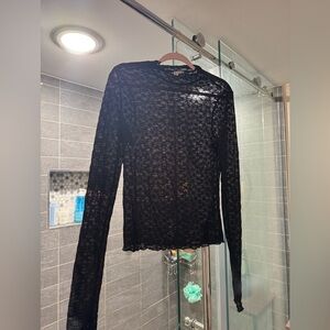 Free People Lace Turtleneck Top